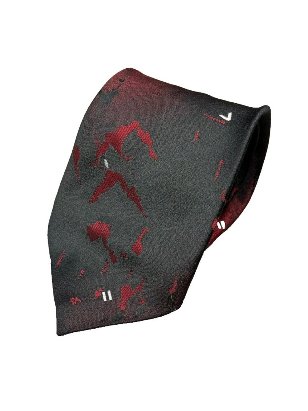 Vintage Cartier Paris Tie 100% Silk Red/Black Satin 3"